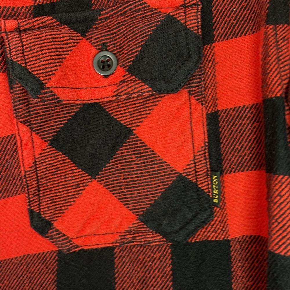 Burton Men's Red and Black Plaid Flannel Long Sleeve 100% Cotton Small Shirt - Picture 6 of 7